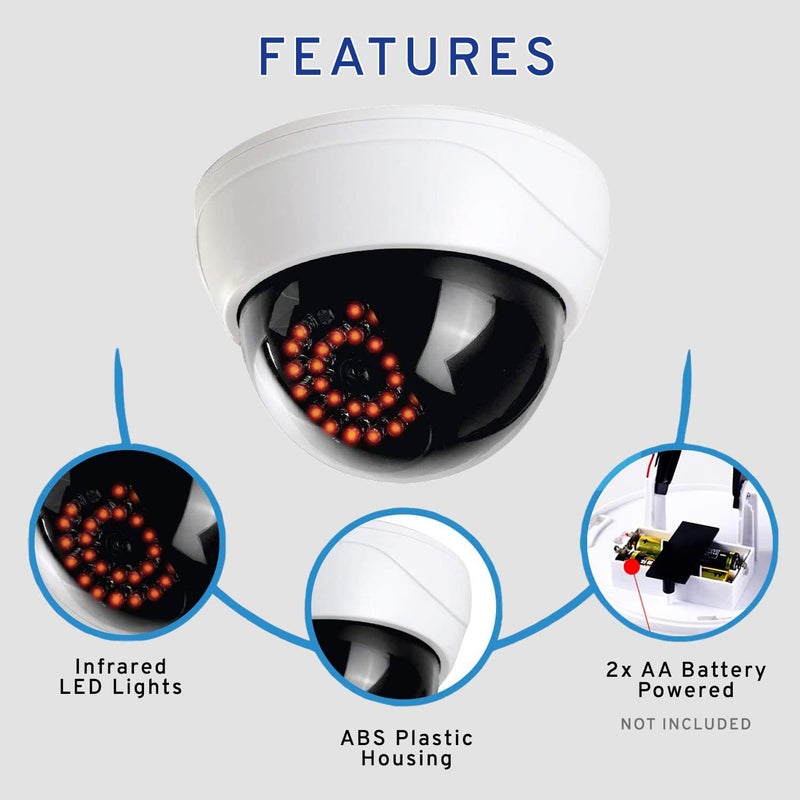 MaximalPower Fake CCTV Security Dummy Dome Camera with Red LED Light for Home, Shop, Business, etc. (4 Pack) - Image 5